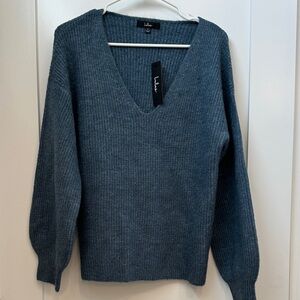Lulu's Slate V-Neck Women's Sweater